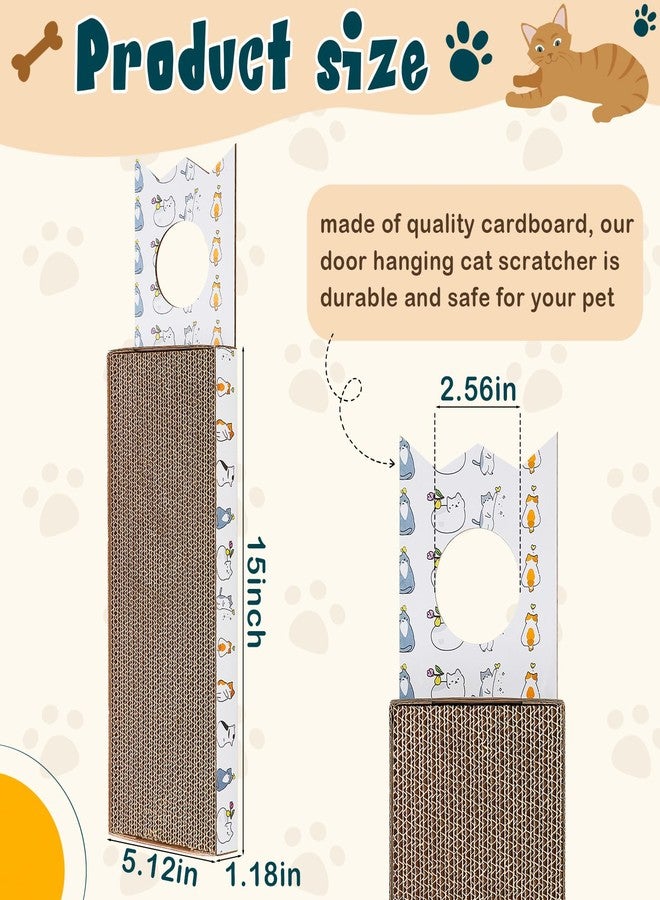Dansydaisy 4 Pcs 15 Inch Door Hanging Cat Scratcher Cardboard Cat Scratching Board Reversible Door Hanger Scratcher Kitty Scratching Post Pad Mat for Indoor Doorknob Wall Floor - Image 2